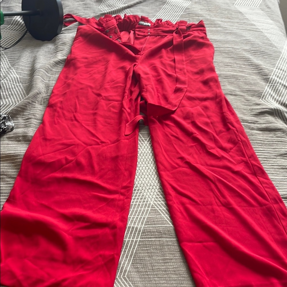 Express Vibrant Red Wide Leg Pants - Picture 2 of 2